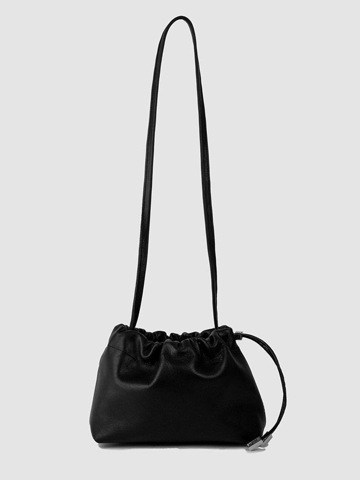 Black Leather Scrunchie Bag Strap